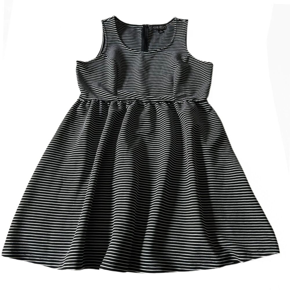 Forever 21 Sleeveless Black and White Striped Babydoll Dress Size 1X